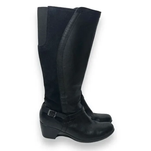 Clarks Tall Black Riding Boots Ladies Size 8 - Picture 7 of 9